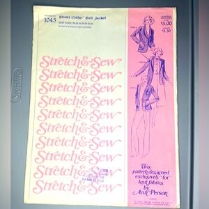 Stretch & Sew Shawl Collar Suit Jacket by Ann Person Pattern #1045 Uncut Vtg 70s